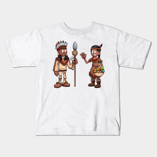 Native American Man And Woman Kids T-Shirt by TheMaskedTooner